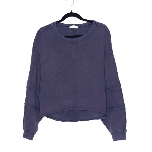 OLI & HALI Acid Wash Exposed Seam Sweatshirt Black Oversized Casual Women's M - Picture 1 of 13